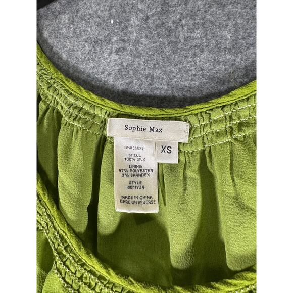 Sophie Max Blouse Women XS Green Ombre Silk Short Sleeve Stretch Mature Quiet Lu - Picture 2 of 6
